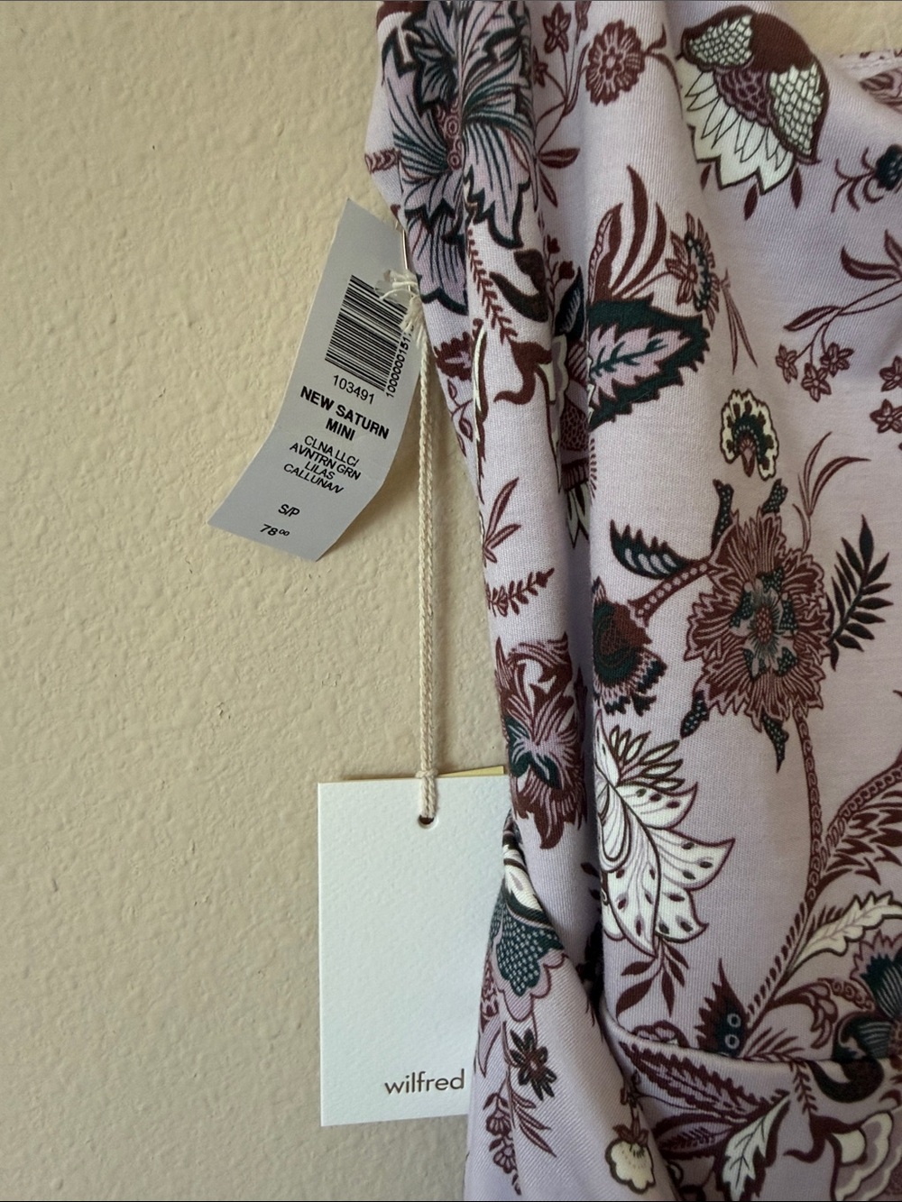 Wilfred Lavender Floral Scoop-Neck Wrap Mini Dress - Picture 5 of 7